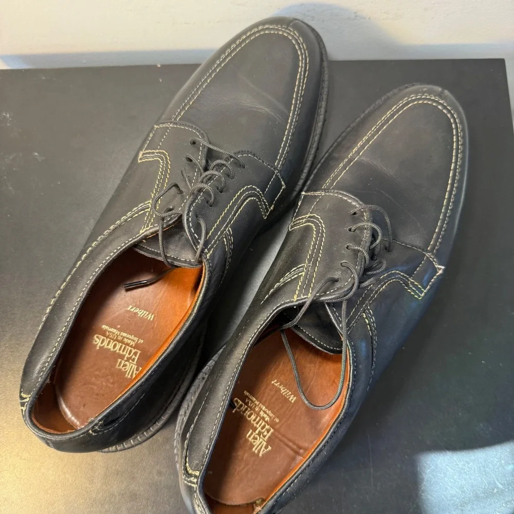 Allen Edmonds Wilbert Mens‎ 10.5 Black Leather Split Toe Derby Shoes USA Made